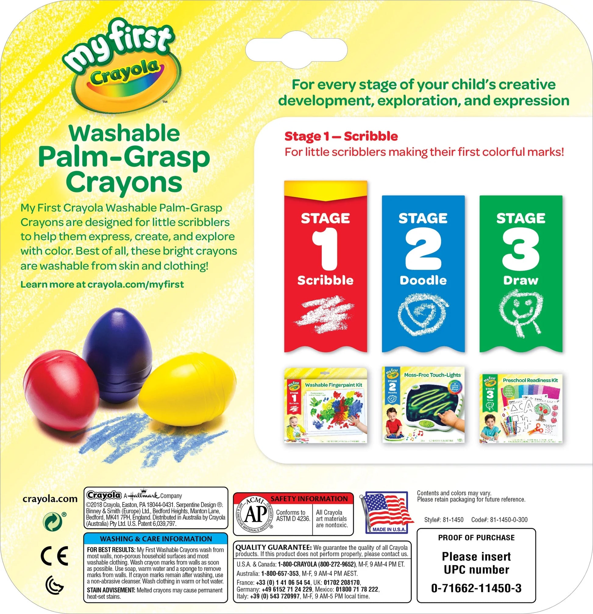 Palm Grasp Crayons, Egg Crayons, Coloring Gift for Toddlers, 3 Count Adaptive Crayons