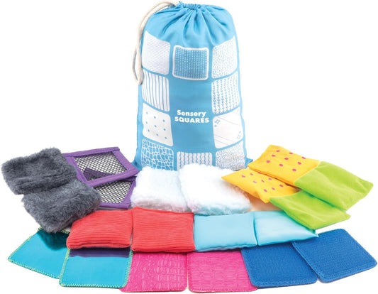 Sensory Squares, Textured Beanbags Squares, Toddler Sensory Toys, Preschool Kindergarten Classroom Must Haves, Set of 20 Beanbags, Ages 3+