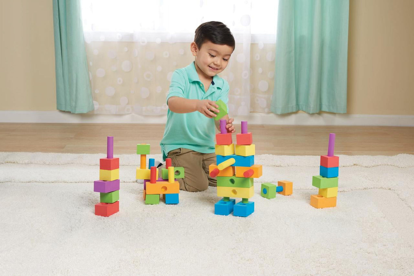 Foam Peg Building Blocks, 100 Pieces, Baby and Toddler Toys