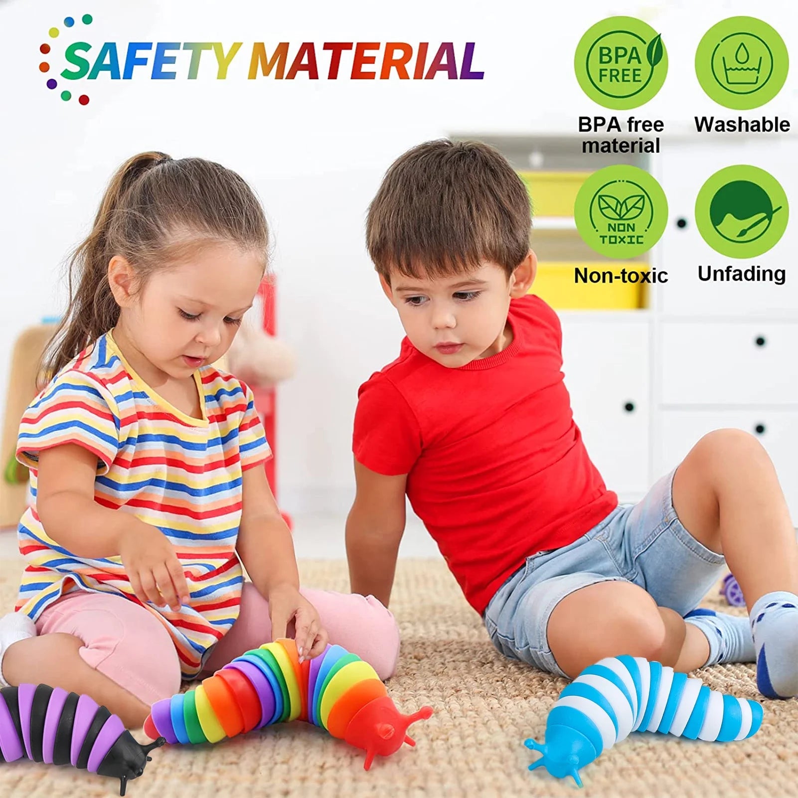 4 Pcs Fidget Toy Slug, Sensory Toys for Autistic Kids & Adults