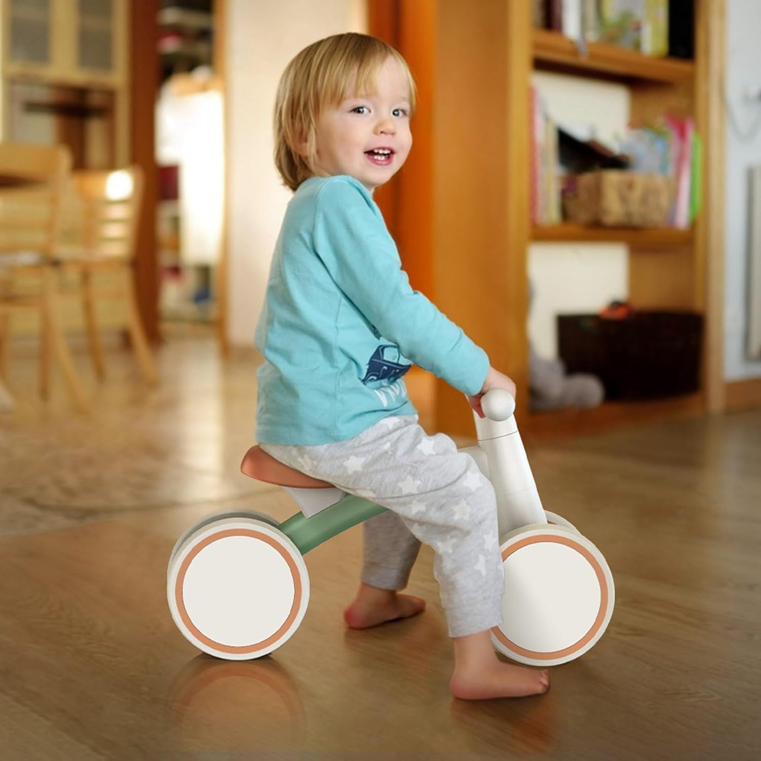 Toddler Balance Bike for 12-24 Months, 4 Wheels First Bike