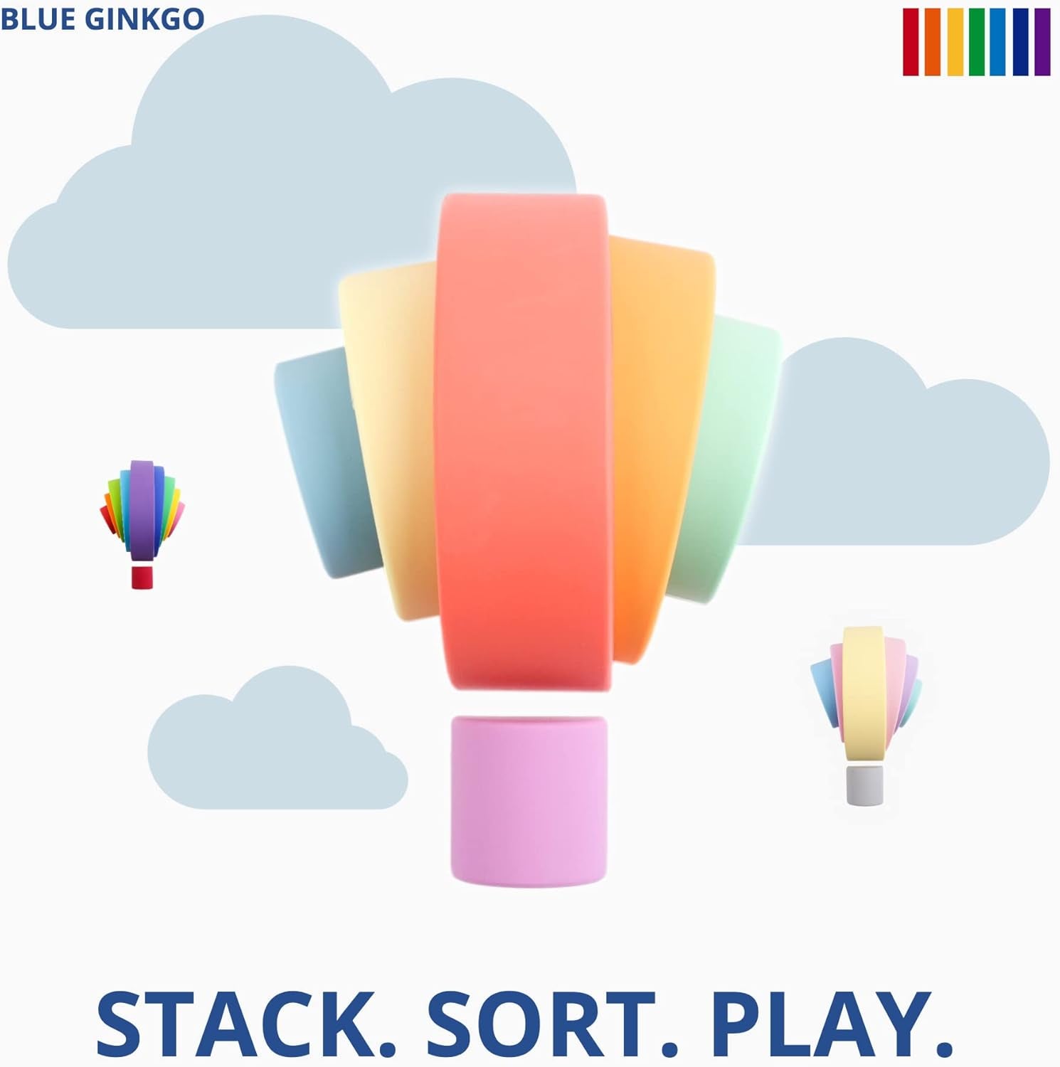Silicone Stacker - Montessori Rainbow Nesting Puzzle