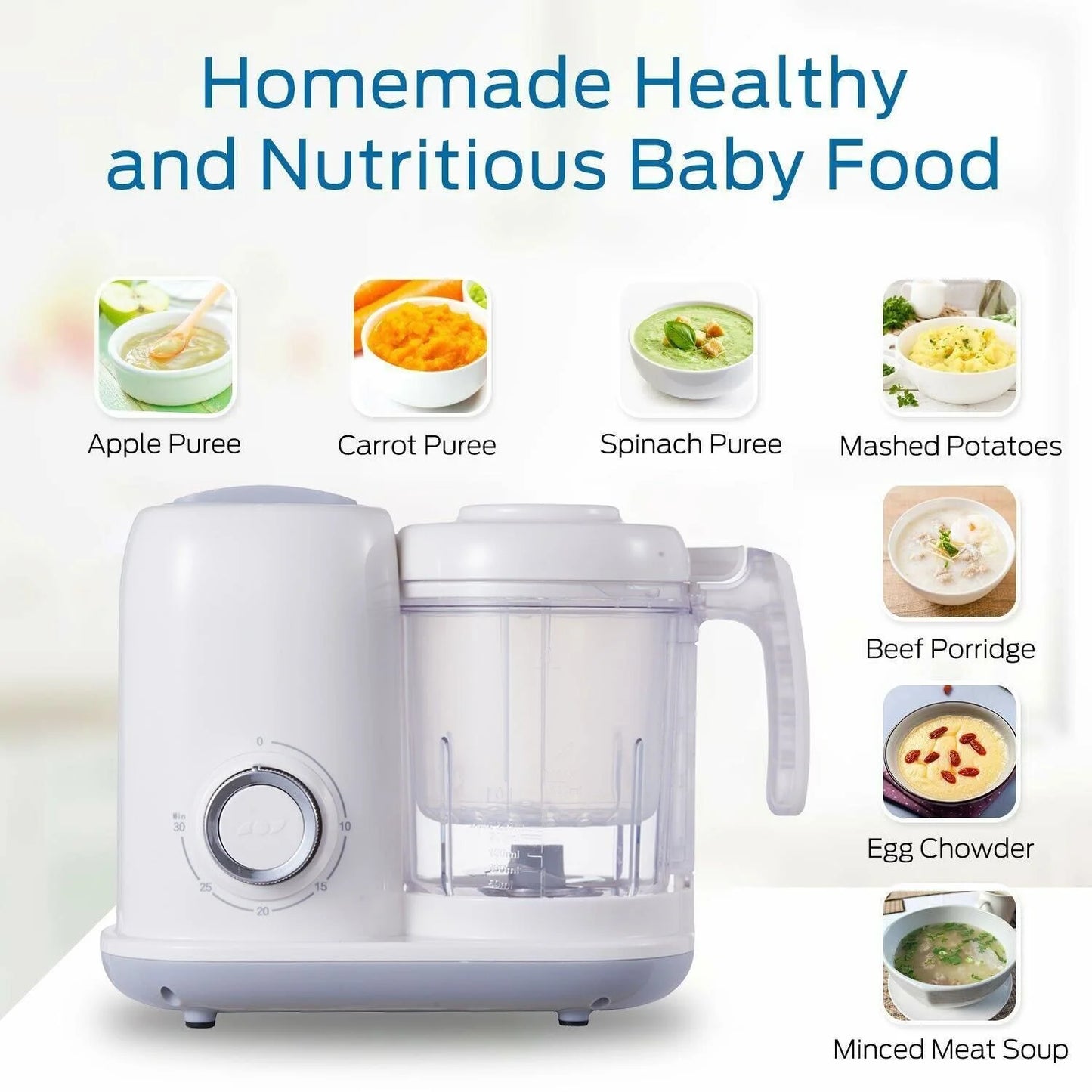 Baby Food Maker Baby Food Processor Puree Blender Multi-Function Steamer Grinder Blender, Baby Food Warmer Mills Machine, Constant Temperature 24H, Auto Cooking & Grinding
