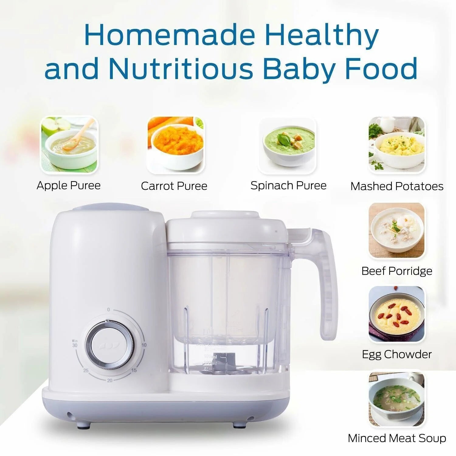 Baby Food Maker Baby Food Processor Puree Blender Multi-Function Steamer Grinder Blender, Baby Food Warmer Mills Machine, Constant Temperature 24H, Auto Cooking & Grinding