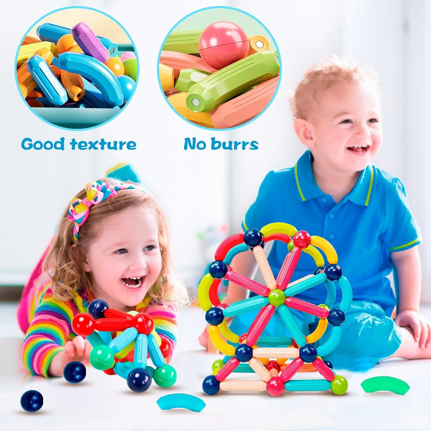 Magnetic Building Blocks STEM Educational Montessori Learning Sticks and Balls