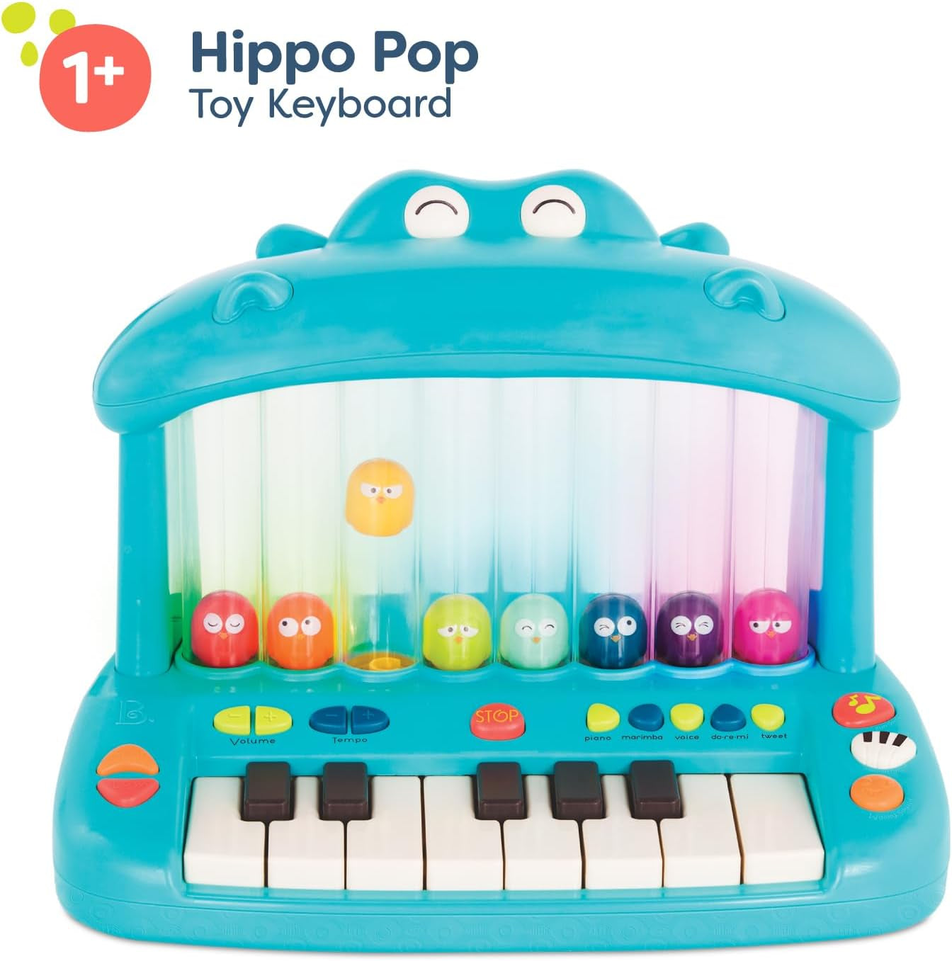 Hippo Pop Musical Toy Keyboard, Play Piano with Songs, Sounds & Lights