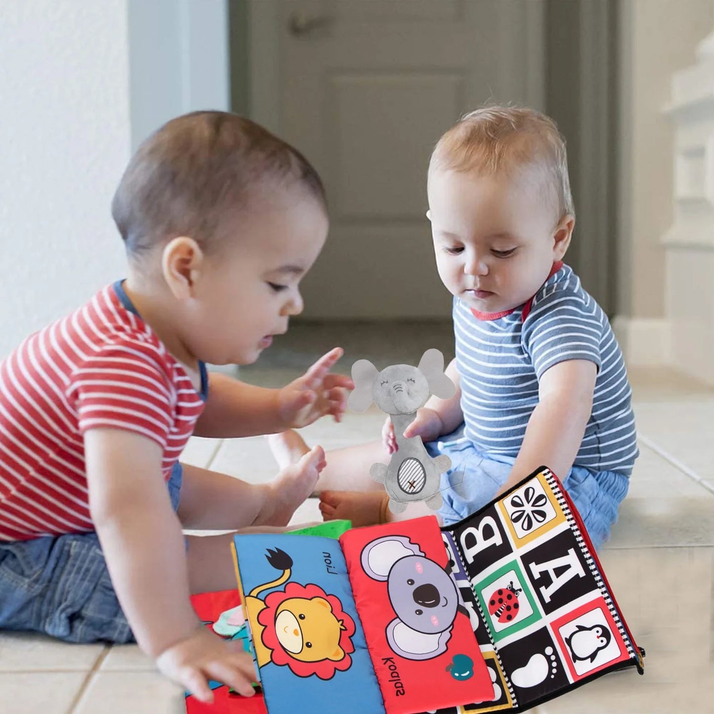 Baby Toys 0-6 Months Boy Gifts, Baby Mirror Toys with Soft Crinkle 3D Activity Book, Teethers, Rattle, Developmental Montessori Sensory Crawling Toy, Newborn, Infant 0-3-4-6-12 Month