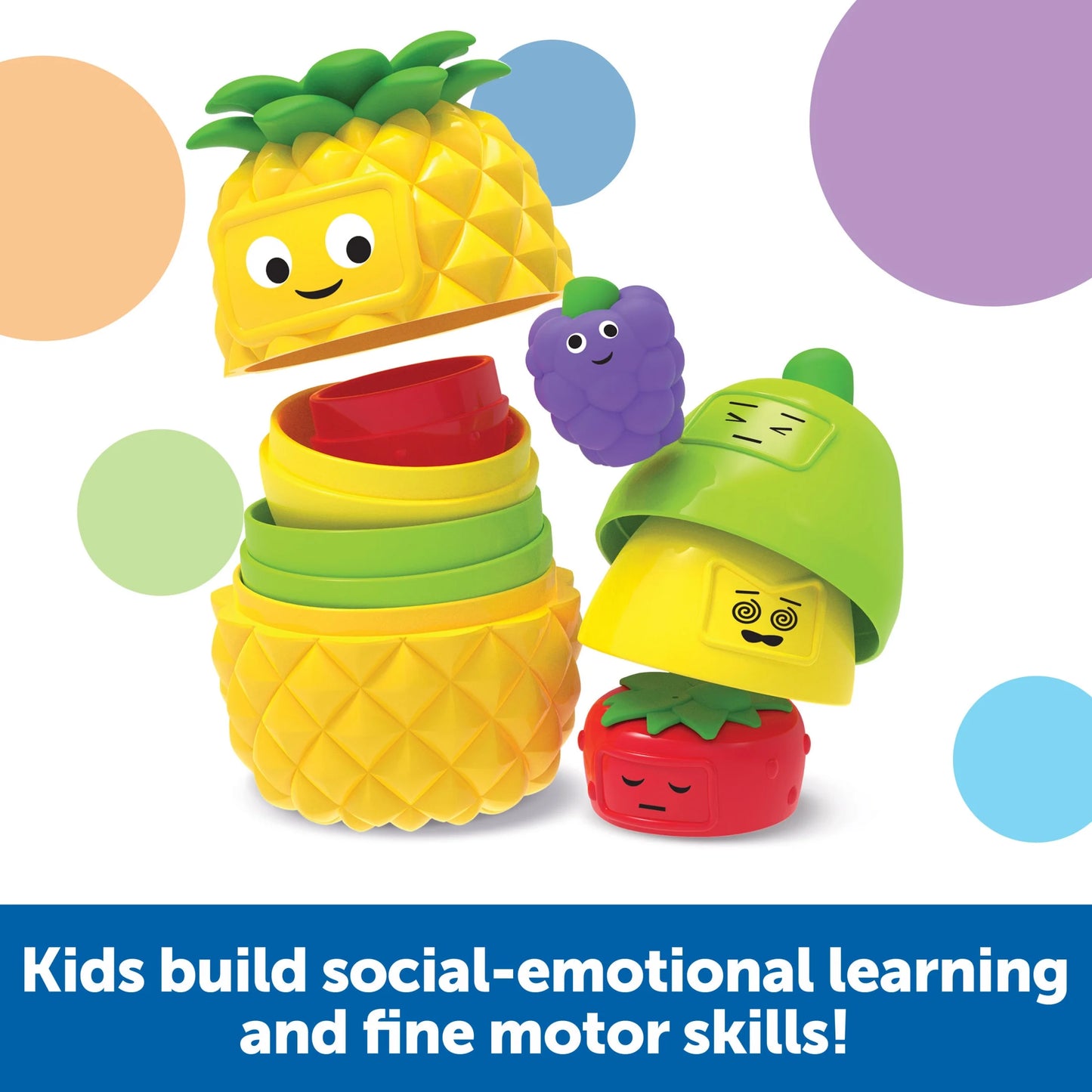Big Feelings Nesting Fruit Friends, Social Emotional Toys for Toddlers, Sensory Toys, Speech Therapy Materials, Easter Toys ,Ages 18+ Months, 9 Pieces