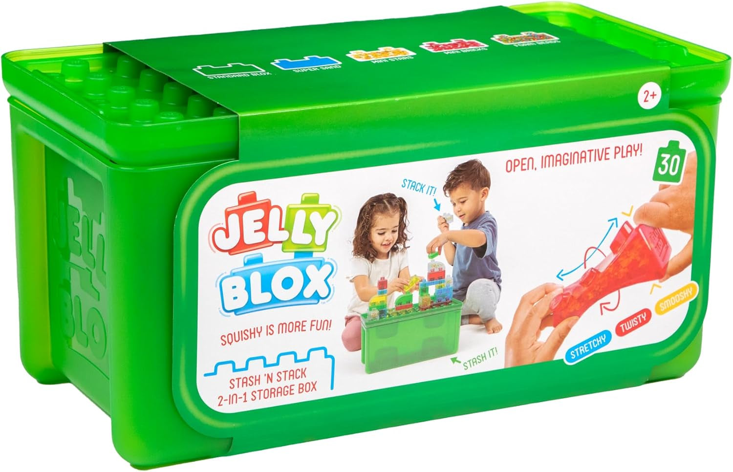 Jelly Blox Stash 'N Stack 2-In-1 Storage Case Including 30 Blocks
