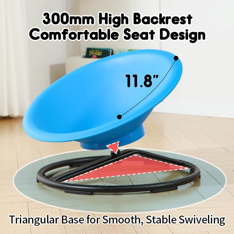 Spinning Chair for Autistic Kids, Sit and Spin Autism Toys for Age 3+, Sensory Swivel Chair Enhancing Motor Skills, Educational Indoor & Outdoor Toys (Bright Blue)