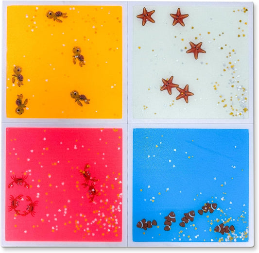 Kids Sensory Liquid Tiles: 11.8" X 11.8", Set of 4 Square Liquid Fusion Activity Playmats