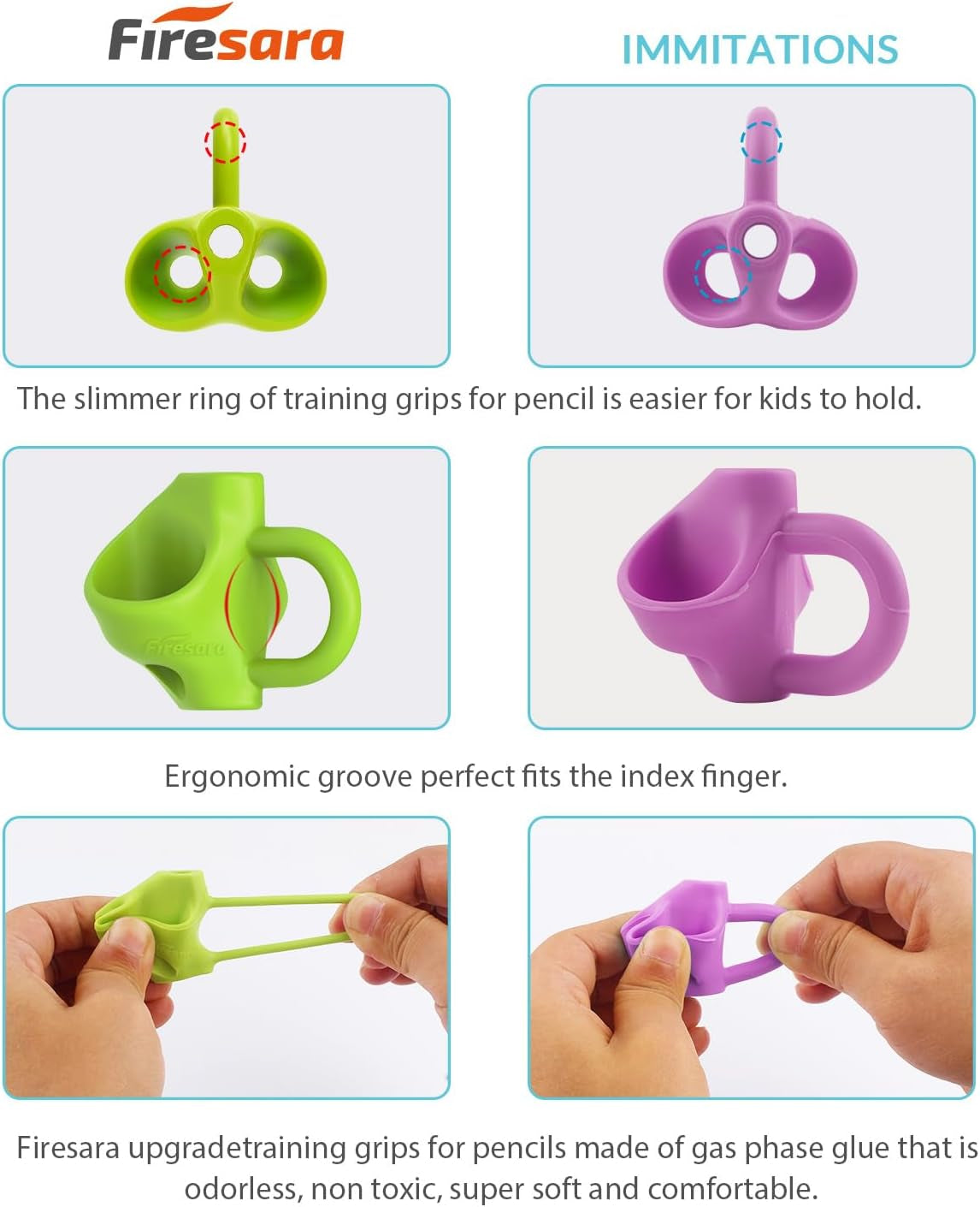 Training Grips, Writing Aid Grip Trainer for Kids, Preschoolers, Children, Adults, Special Needs for Lefties or Righties(4Pcs)