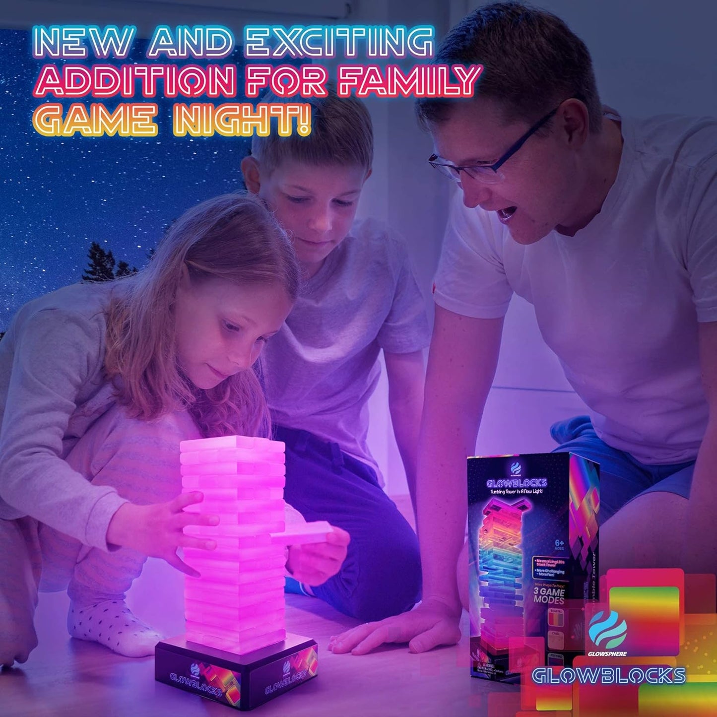 Glowblocks Light-Up Tumbling Tower Game