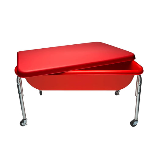 18" Small Sensory Table, Sandbox with Lid, Water Table for Kids, Red
