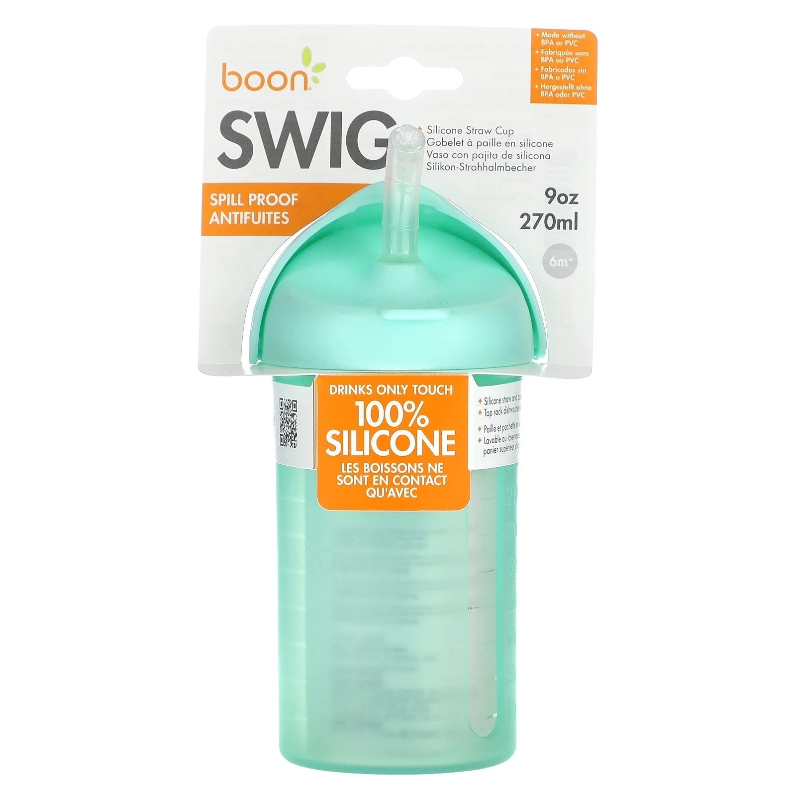 Swig, Silicone Straw Cup, 6 Months+, Mint , 9 Oz (270 Ml)