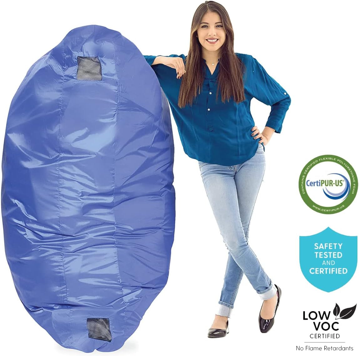 Crash Pad Sensory Pad with Foam Blocks for Kids and Adults with Washable Cover (5 Feet X 5 Feet) (Blue)
