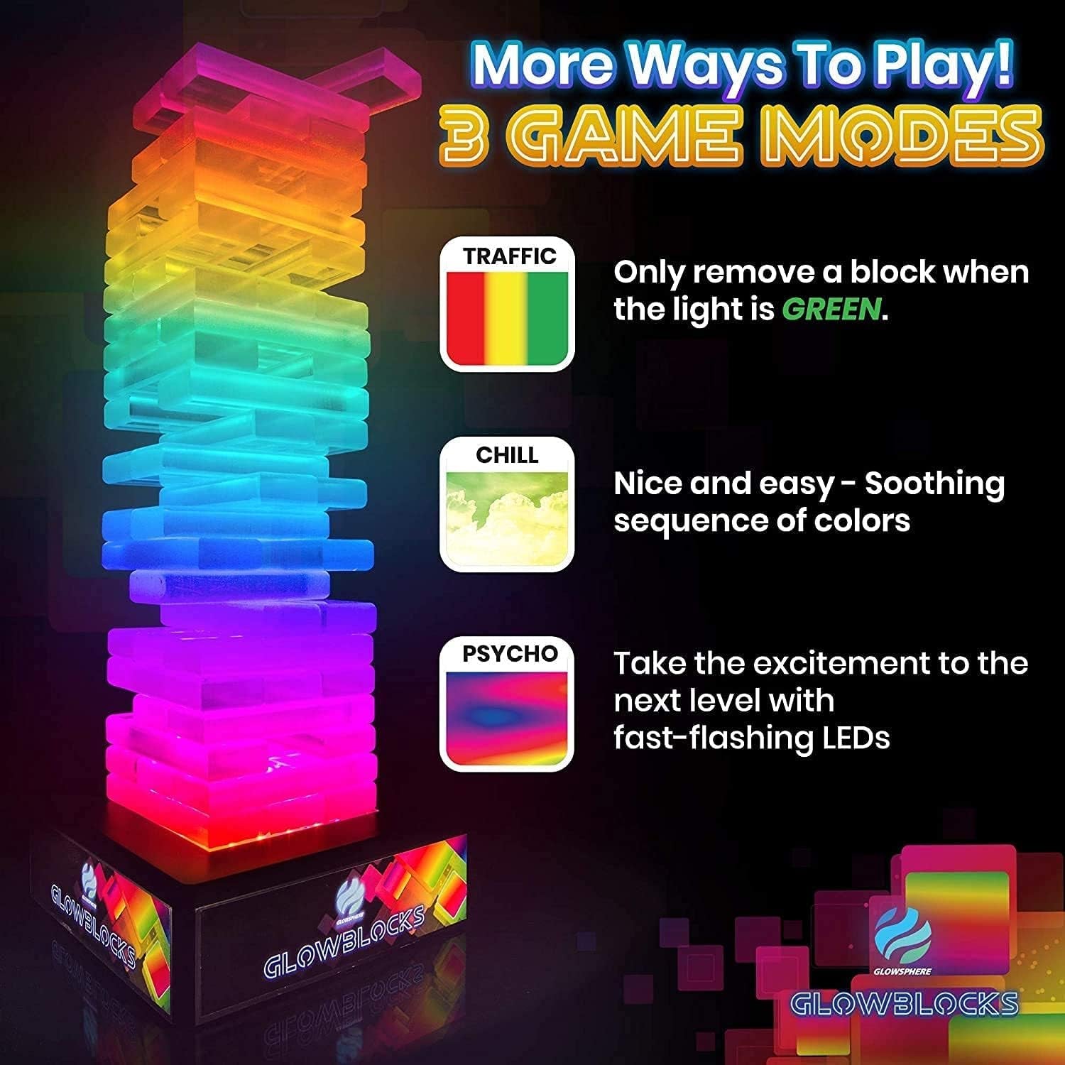 Glowblocks Light-Up Tumbling Tower Game