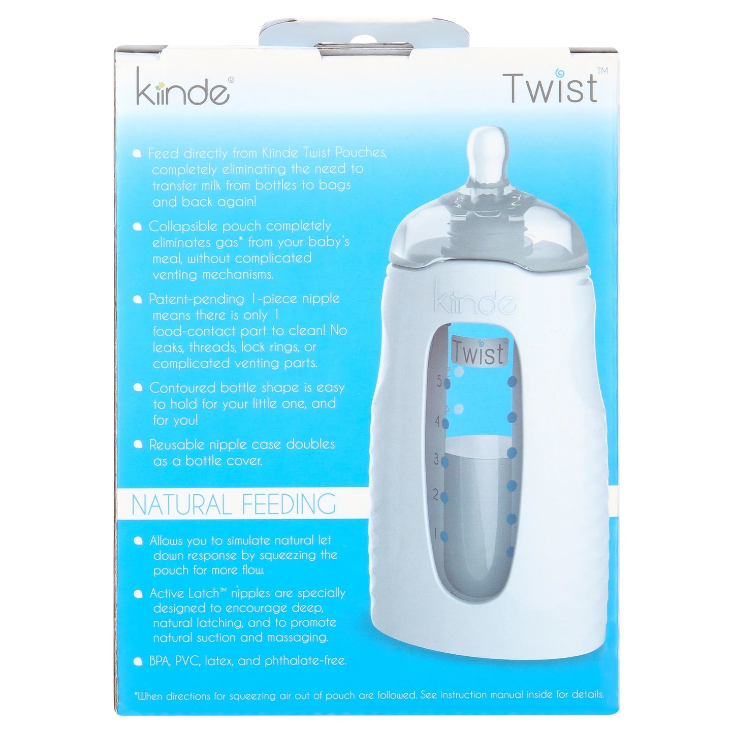 Twist Squeeze Natural Baby Breast Milk Feeding Bottle with Nipples and Case (2 Pack)
