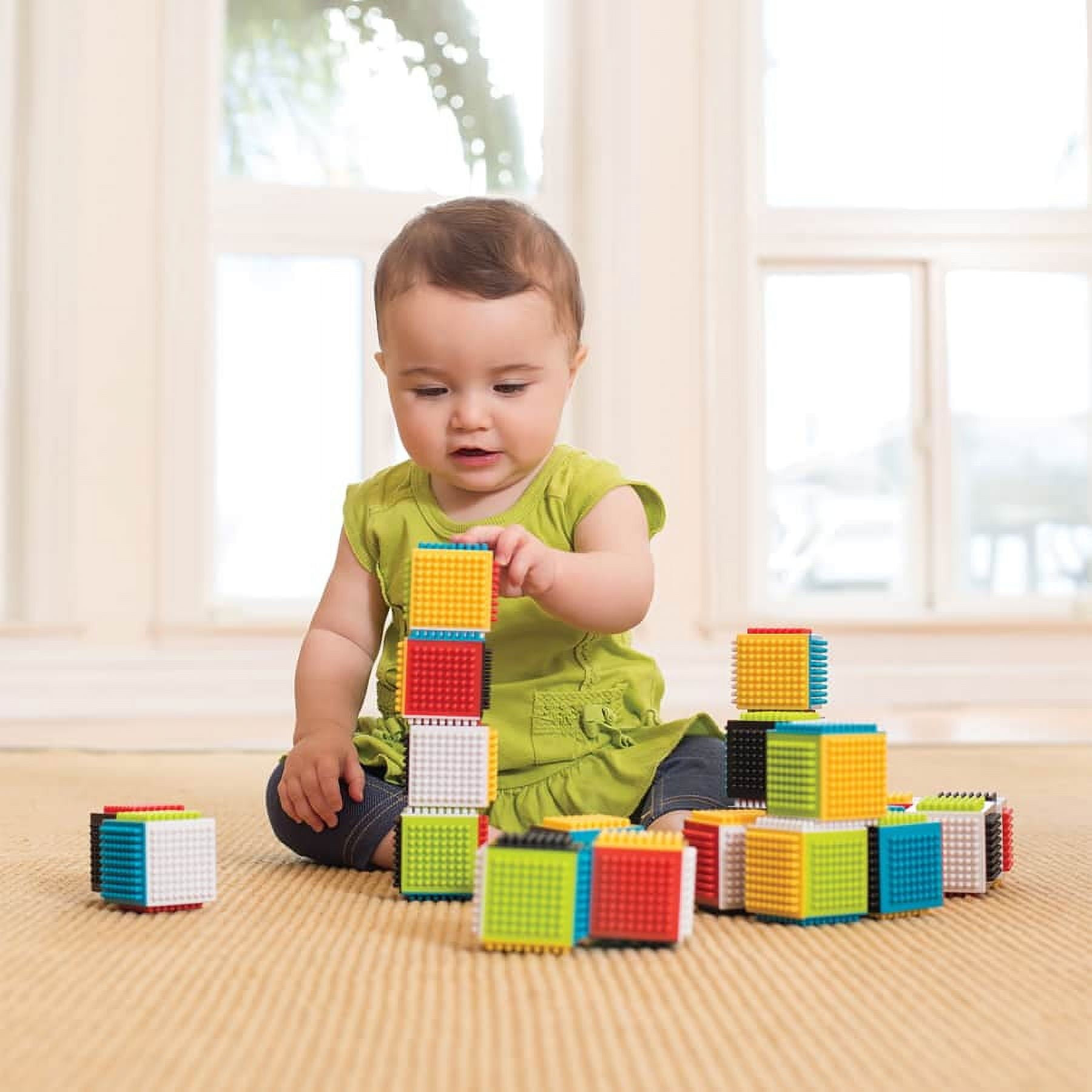 Press and Stay Stacking Blocks with Interlocking Design, 24-Piece Set