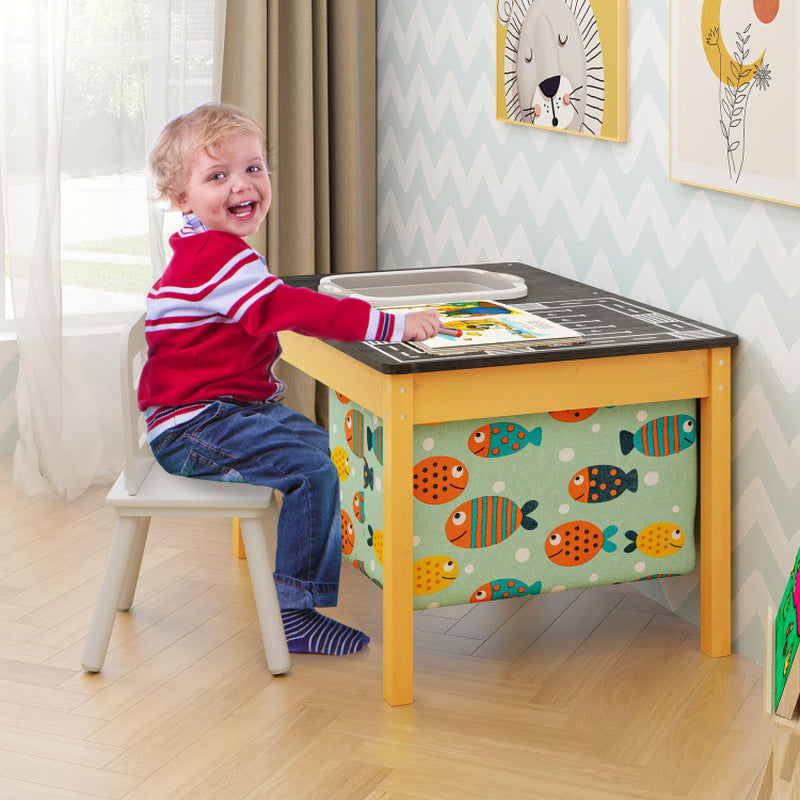 3-In-1 Kids Sand Water Activity Table with Foldable Storage Bin