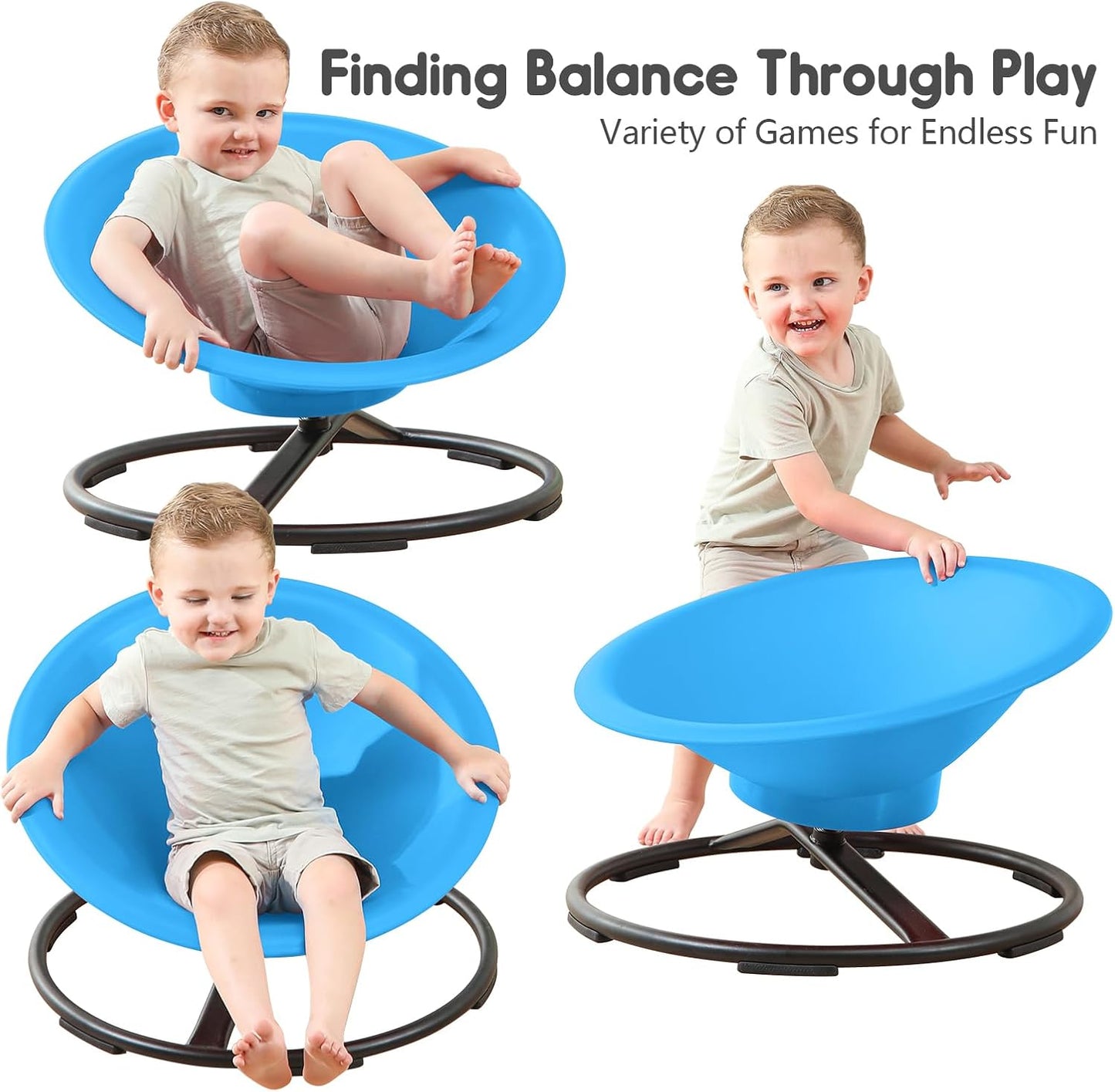 Spinning Chair for Autistic Kids, Sit and Spin Autism Toys for Age 3+, Sensory Swivel Chair Enhancing Motor Skills, Educational Indoor & Outdoor Toys (Bright Blue)