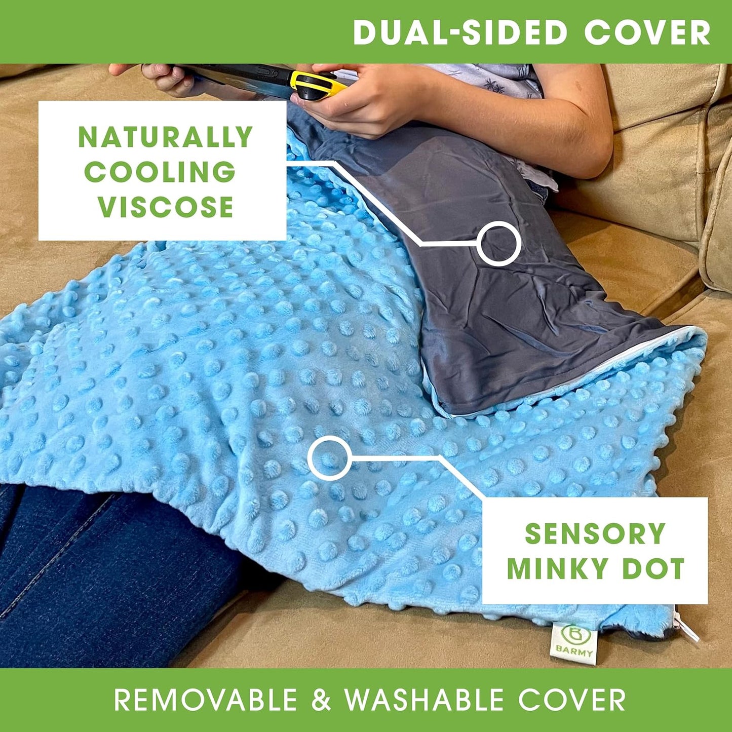 Weighted Lap Pad for Kids (24”X24”, 5Lbs) Weighted Lap Blanket with Removable, Washable Cover, Sensory Lap Pad for Child, Teen, Dogs, 100% Cotton Inner Weighted Blanket