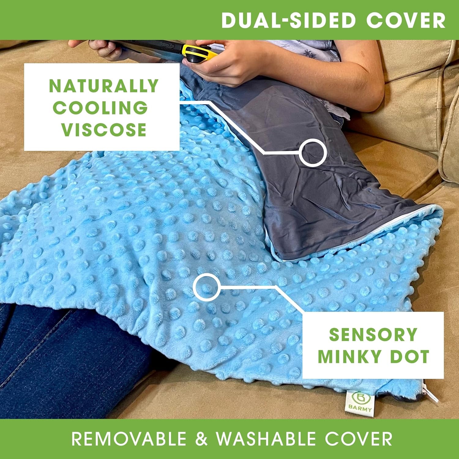 Weighted Lap Pad for Kids (24”X24”, 5Lbs) Weighted Lap Blanket with Removable, Washable Cover, Sensory Lap Pad for Child, Teen, Dogs, 100% Cotton Inner Weighted Blanket