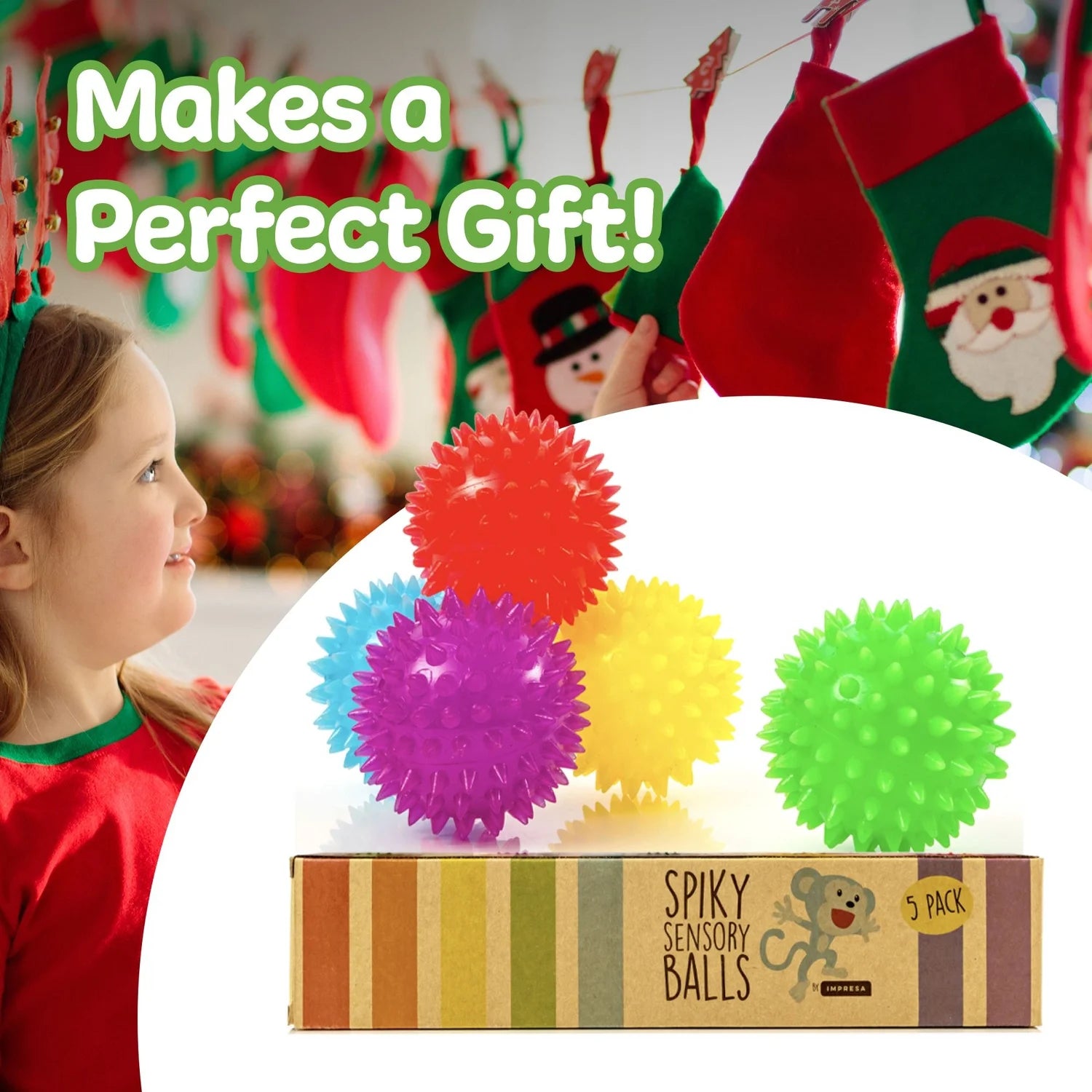 Spiky Sensory Balls (Pack of 5)  Fidget Toys / Sensory Toys - Bpa/Phthalate/Latex-Free