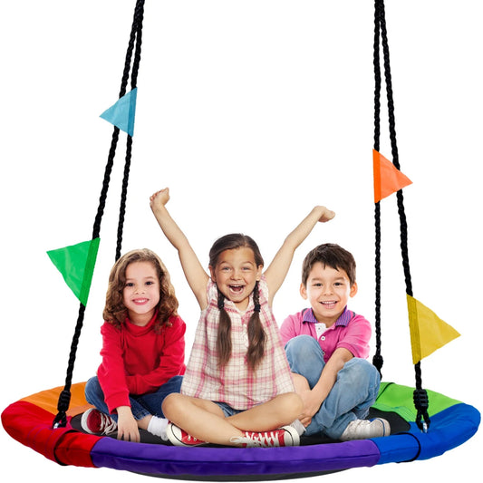 40" Multicolor Saucer Tree Swing Outdoor Playset for Kids