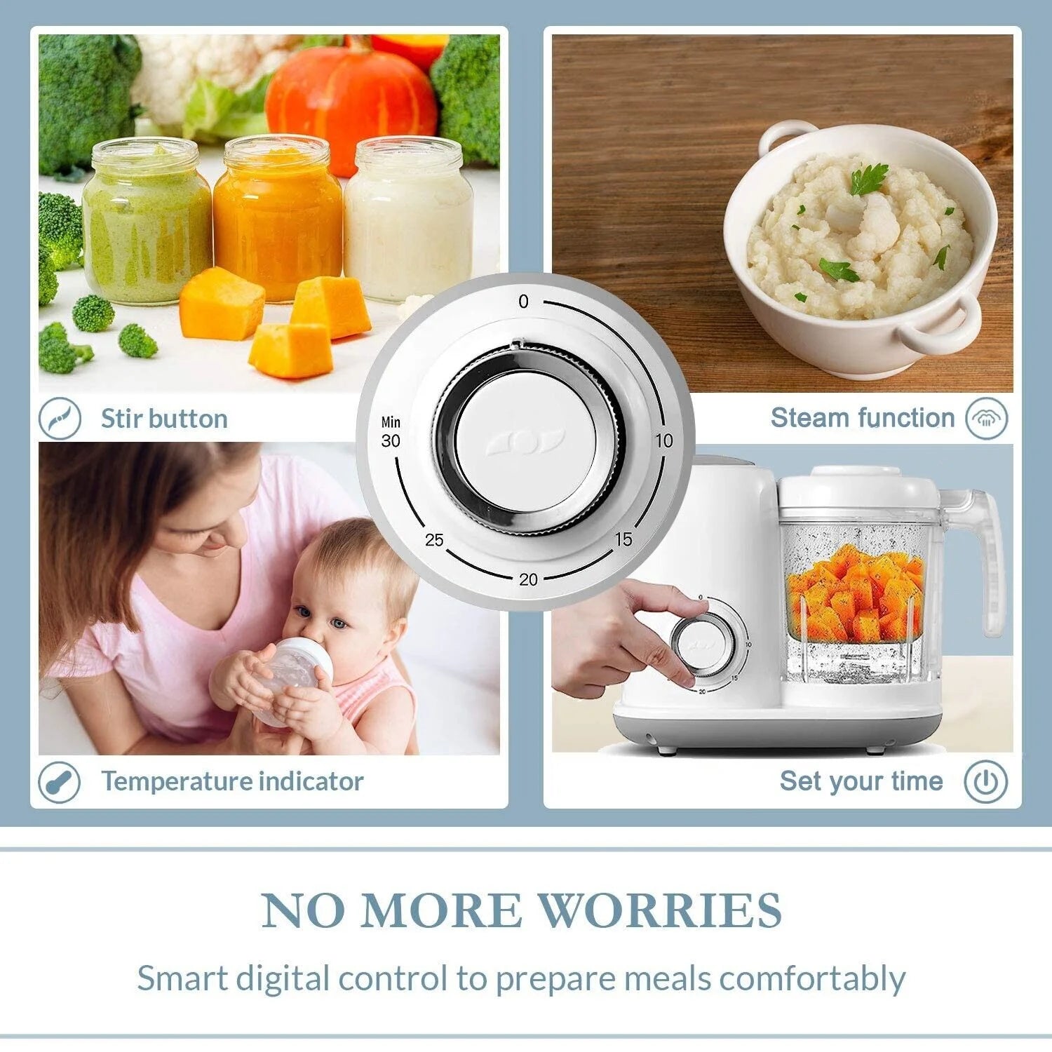 Baby Food Maker Baby Food Processor Puree Blender Multi-Function Steamer Grinder Blender, Baby Food Warmer Mills Machine, Constant Temperature 24H, Auto Cooking & Grinding
