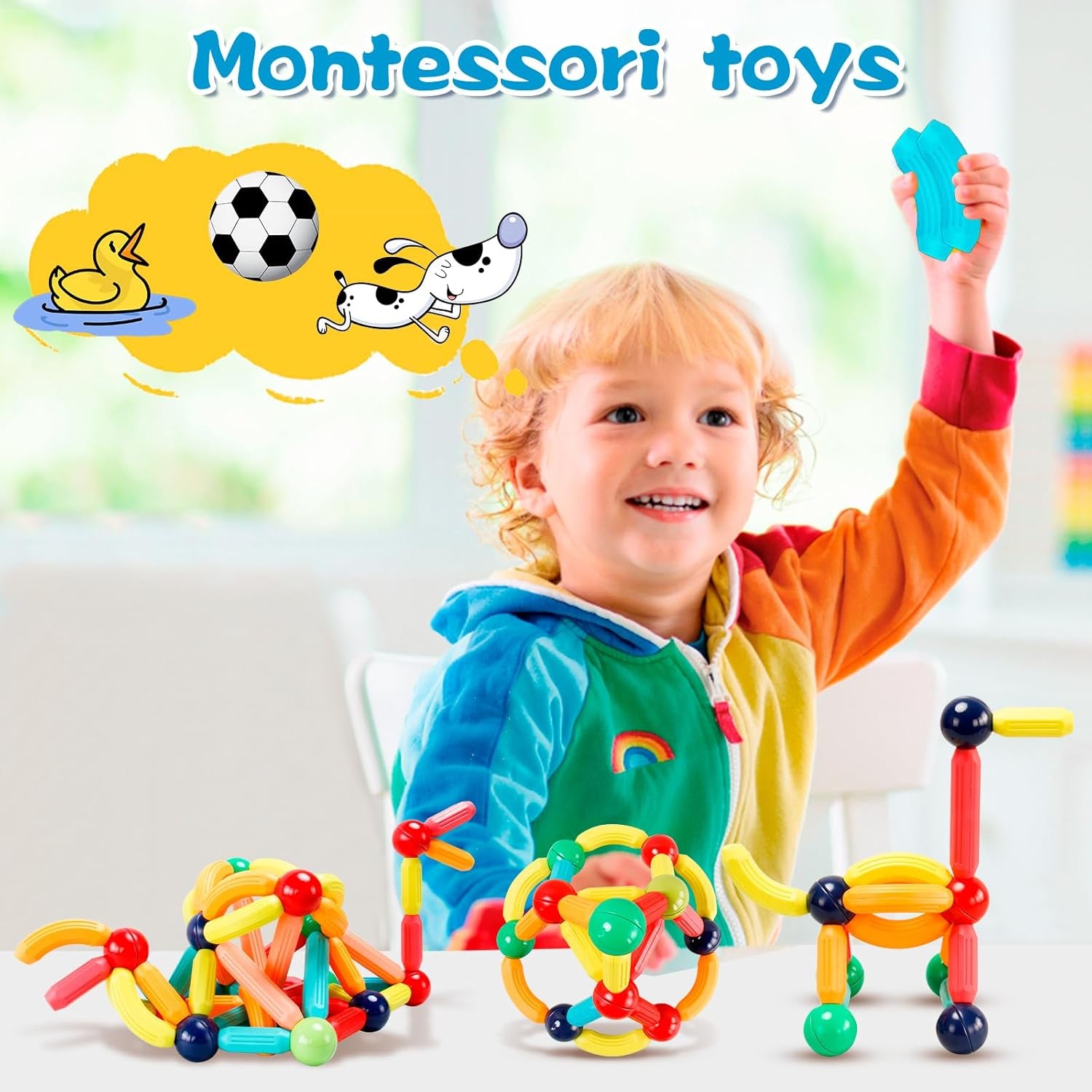 Magnetic Building Blocks STEM Educational Montessori Learning Sticks and Balls