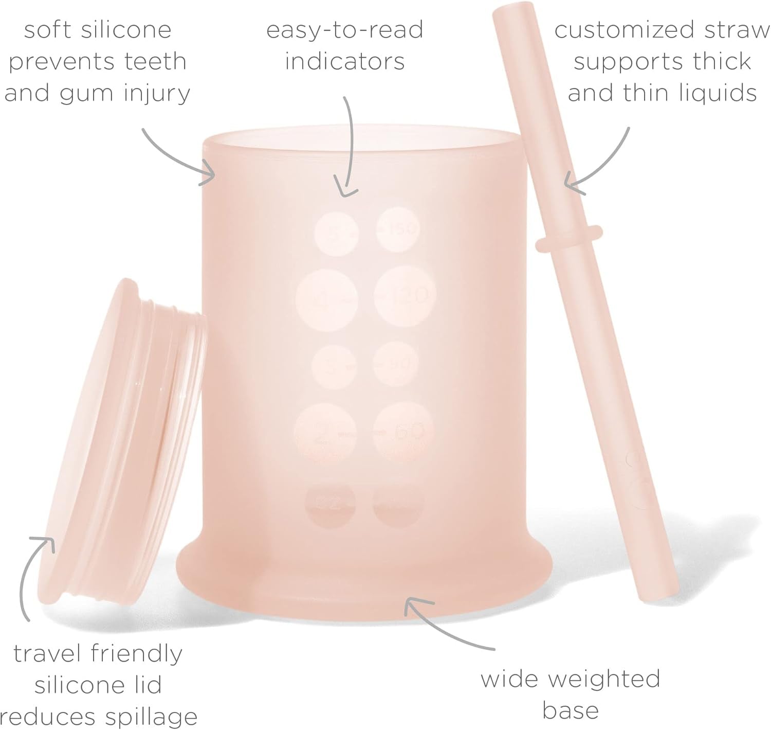 Silicone Training Cup with Straw Lid, 6+ Mo Infant to 12-18 Months Toddler Cup