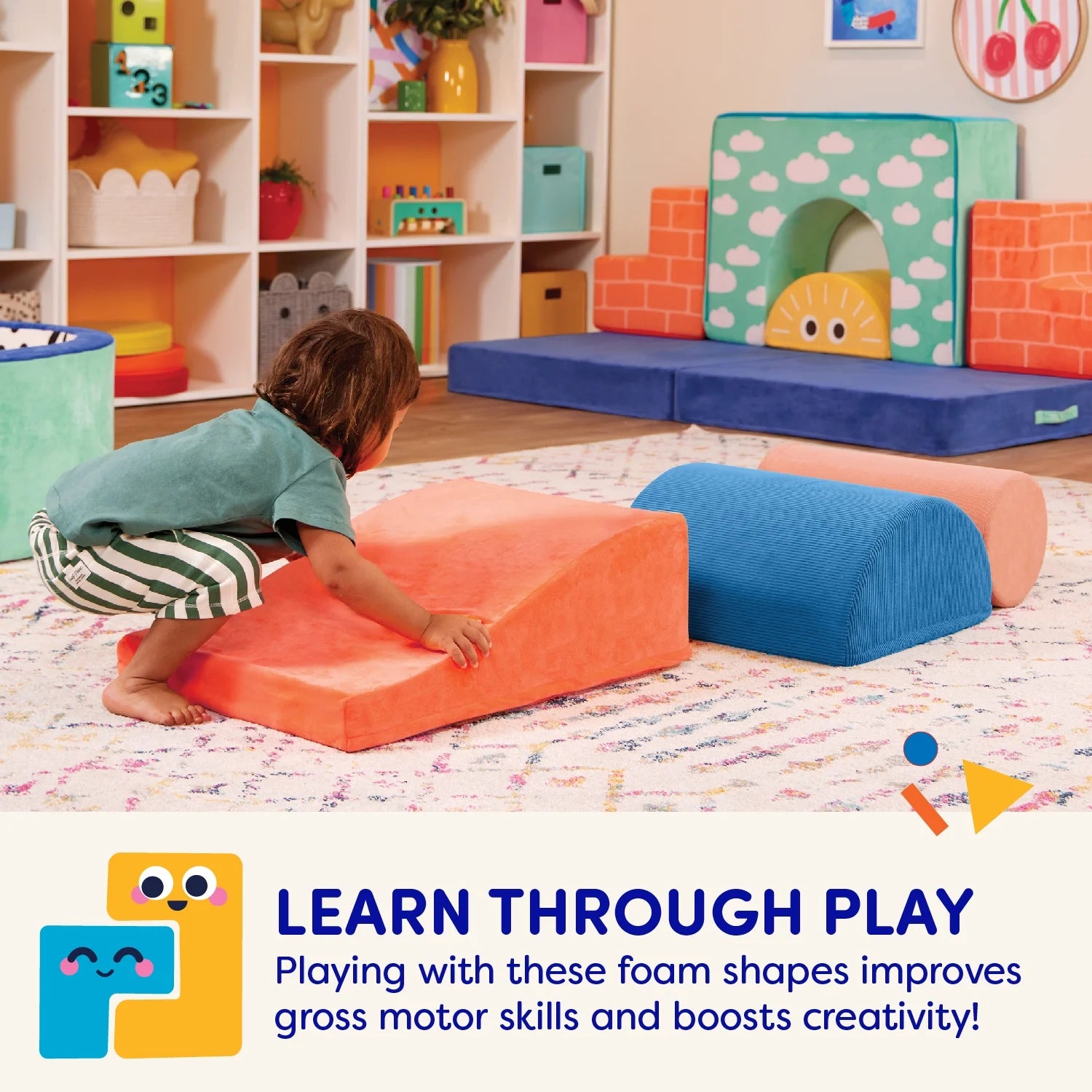 Squishy Stack Rollers 3 Foam Multicolor Play Shapes, Toddler and Preschool Toys