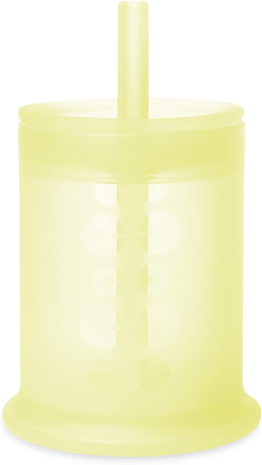 Silicone Training Cup with Straw Lid, 6+ Mo Infant to 12-18 Months Toddler Cup