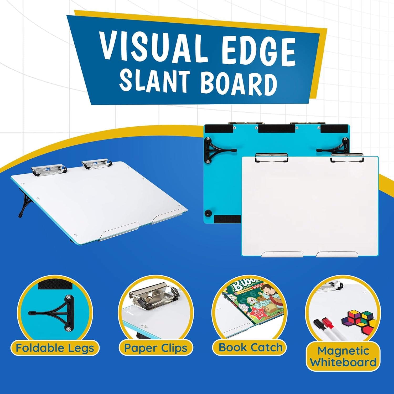 Slant Board for Writing - Adjustable Magnetic Whiteboard, 22° Angle