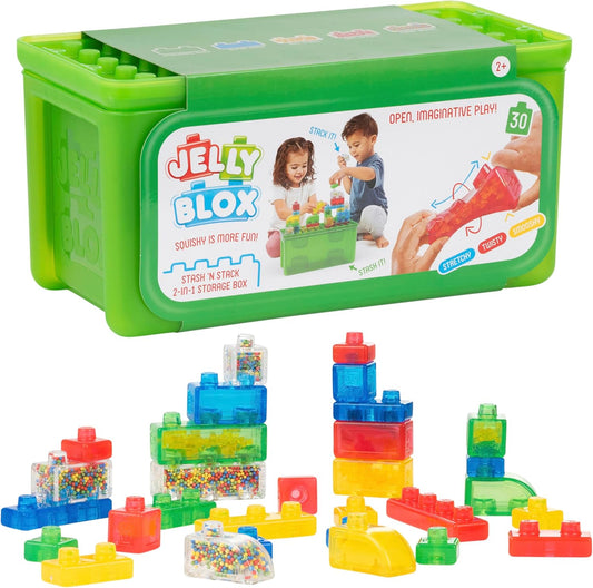 Jelly Blox Stash 'N Stack 2-In-1 Storage Case Including 30 Blocks