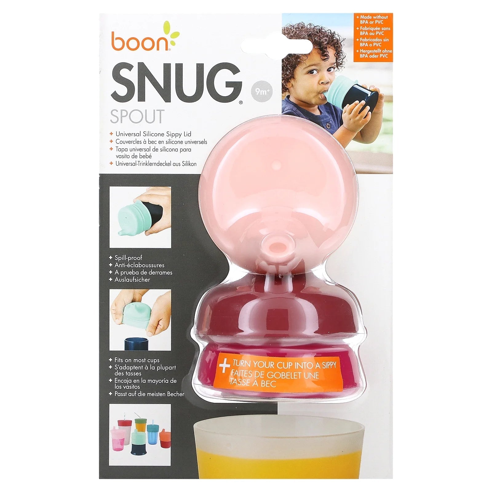 Snug Spout, Universal Sippy Lid, 9 Months +, 3 Lids