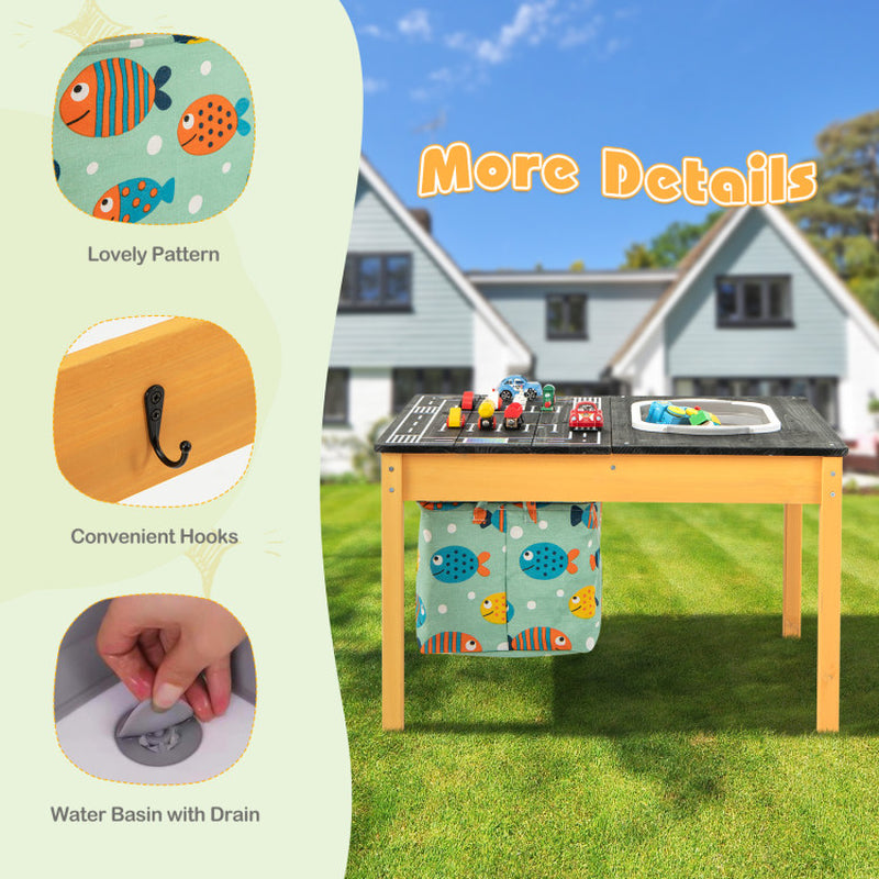 3-In-1 Kids Sand Water Activity Table with Foldable Storage Bin