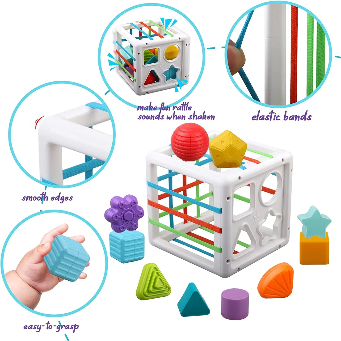 Shape Sorter Blocks Toy, Montessori Learning Toys