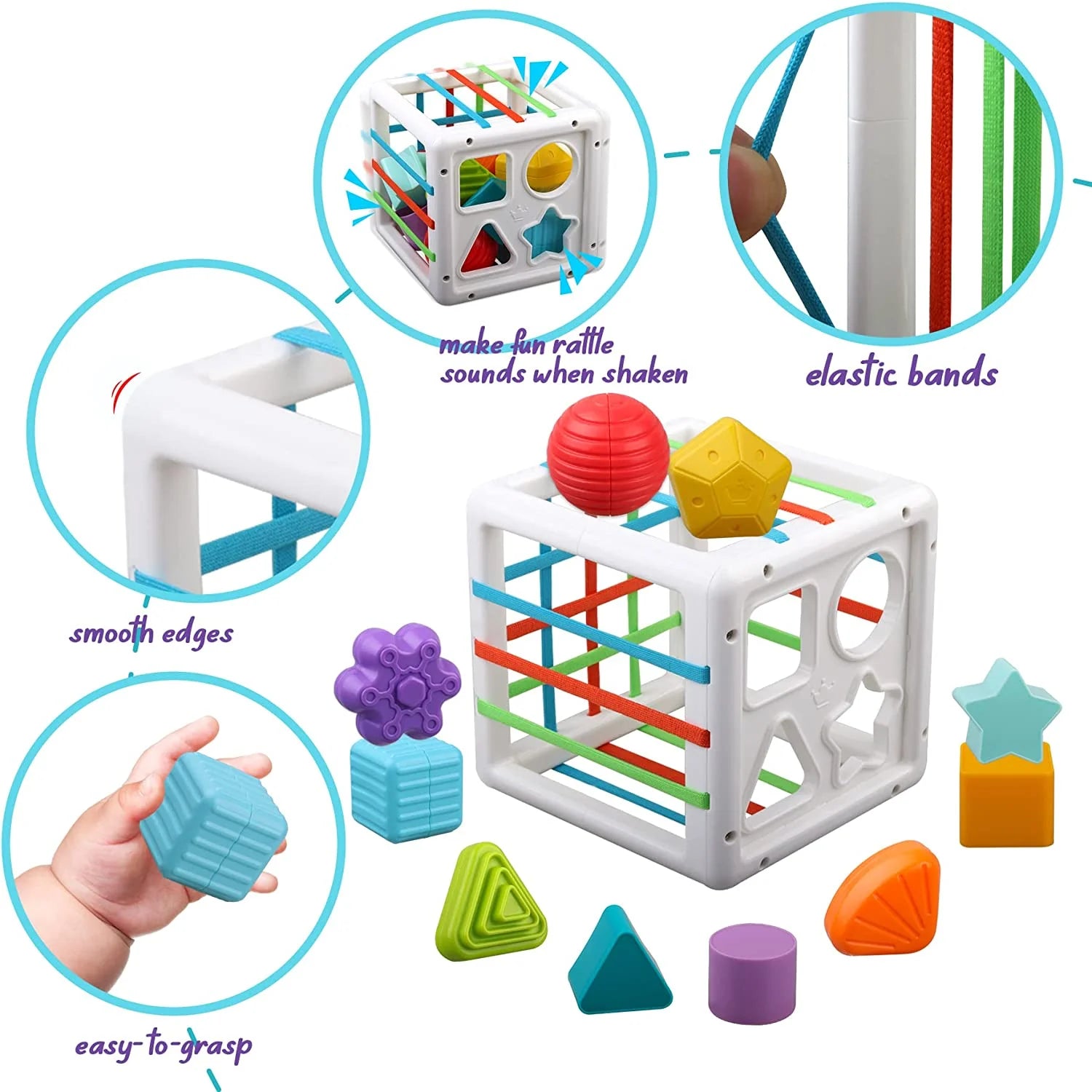 Shape Sorter Blocks Toy, Montessori Learning Toys