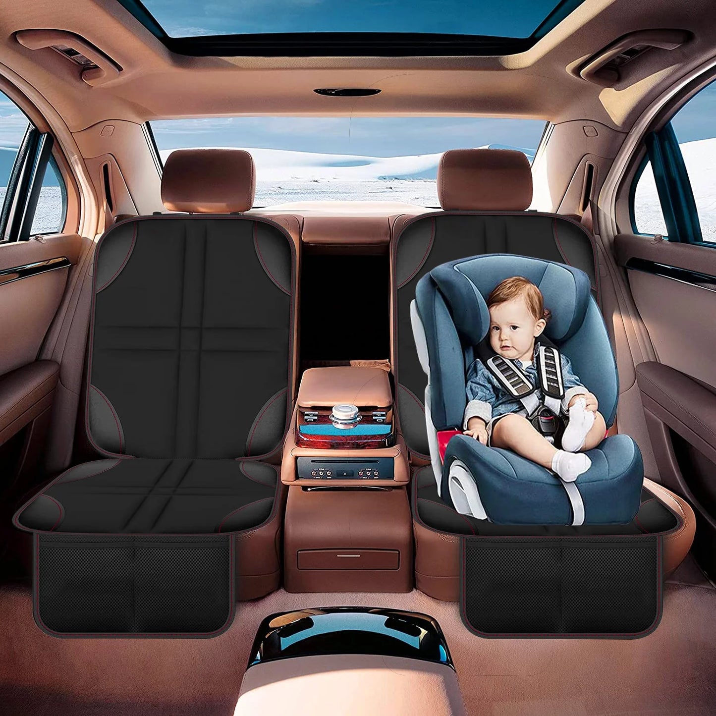 2 Pack Car Seat Protector for Child Car Seat with Non-Slip Backing, Waterproof Car Seat Cover for Pets/Child Car Seat