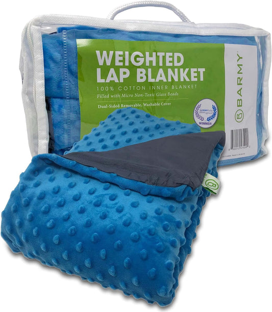 Weighted Lap Pad for Kids (24”X24”, 5Lbs) Weighted Lap Blanket with Removable, Washable Cover, Sensory Lap Pad for Child, Teen, Dogs, 100% Cotton Inner Weighted Blanket