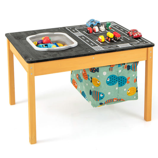 3-In-1 Kids Sand Water Activity Table with Foldable Storage Bin