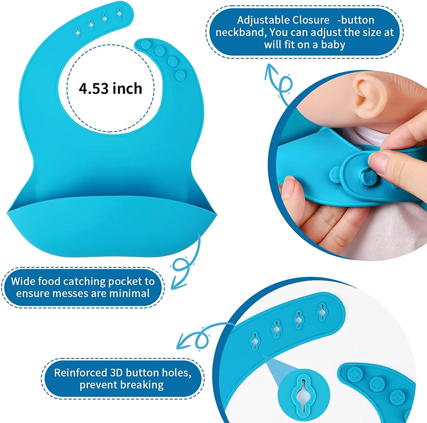 Soft Silicone Baby Feeding Set, Baby Led Weaning Set Infant Self Eating Utensil Set 7Pcs Gray Blue