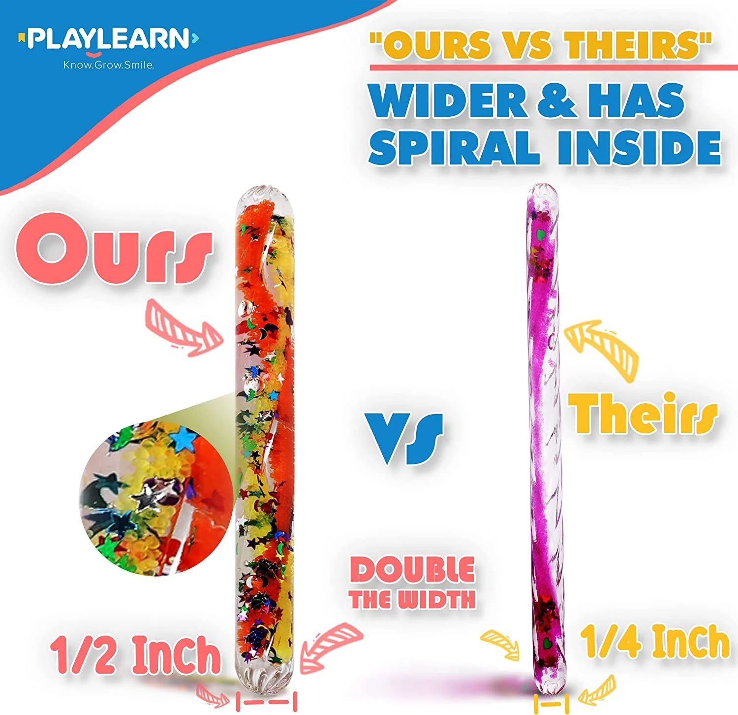5" Glitter Sensory Wand for Kids Toy 4 Pack