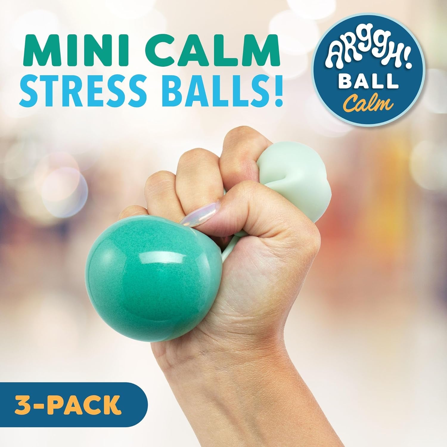 Arggh Calm Mini Stress Balls for Adults and Kids - 3Pk Squishy Stress Balls
