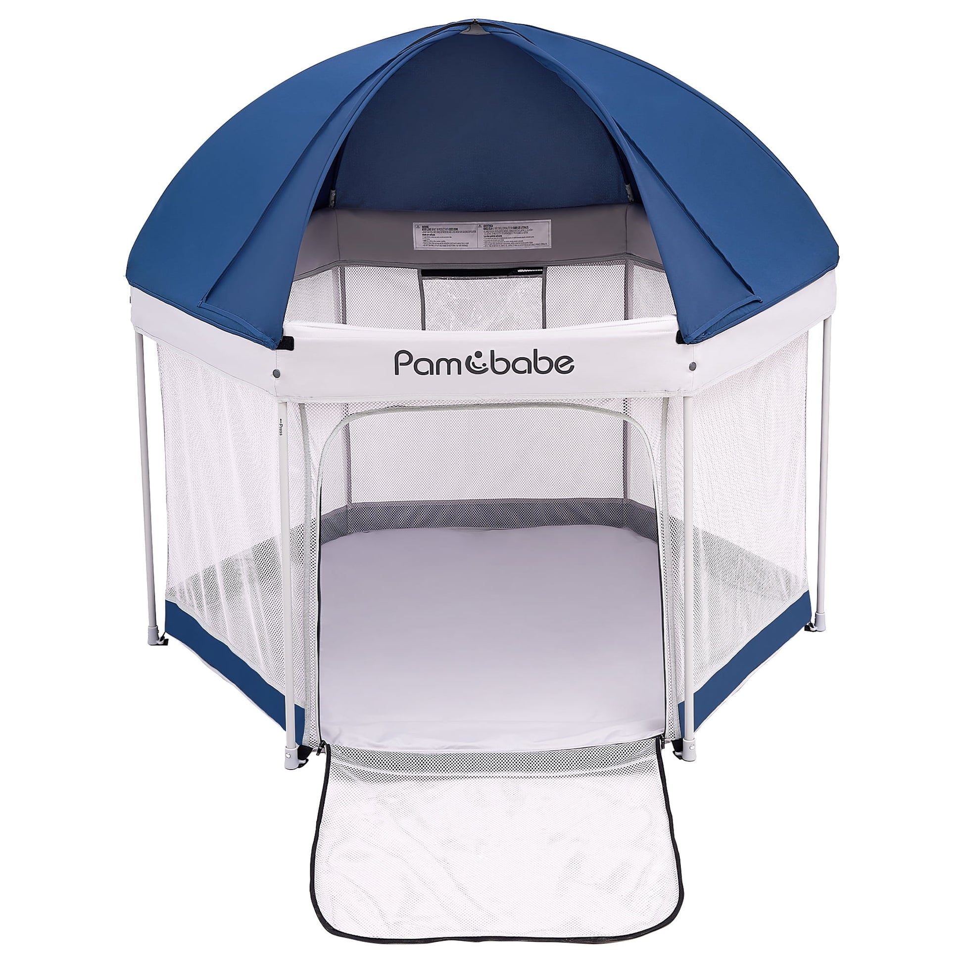 Unisex Premium Indoor and Outdoor Baby Playpen - Portable, Lightweight, Toddler Play Yard W/Canopy and Travel Bag - Blue