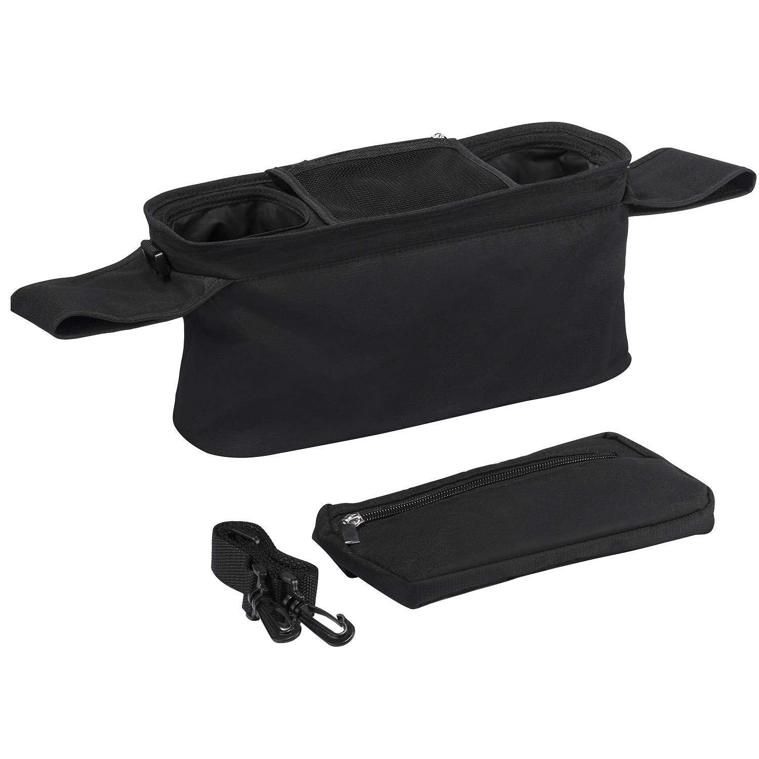 Universal Stroller Organizer with Insulated Cup Holder Detachable Phone Bag & Shoulder Strap