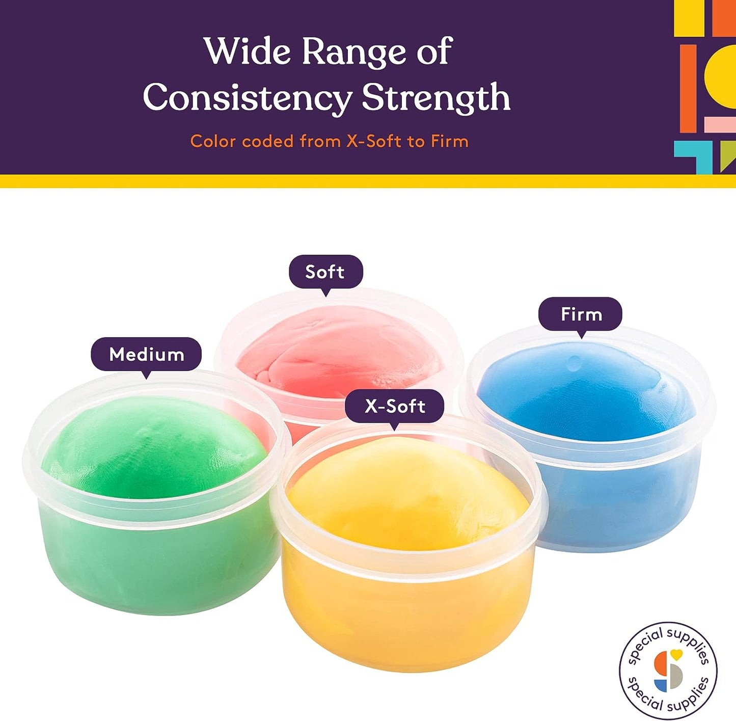 Therapy Putty for Teens and Adults - Set of 4 Strengths, Three Ounces of Each Putty (Primary Colors)
