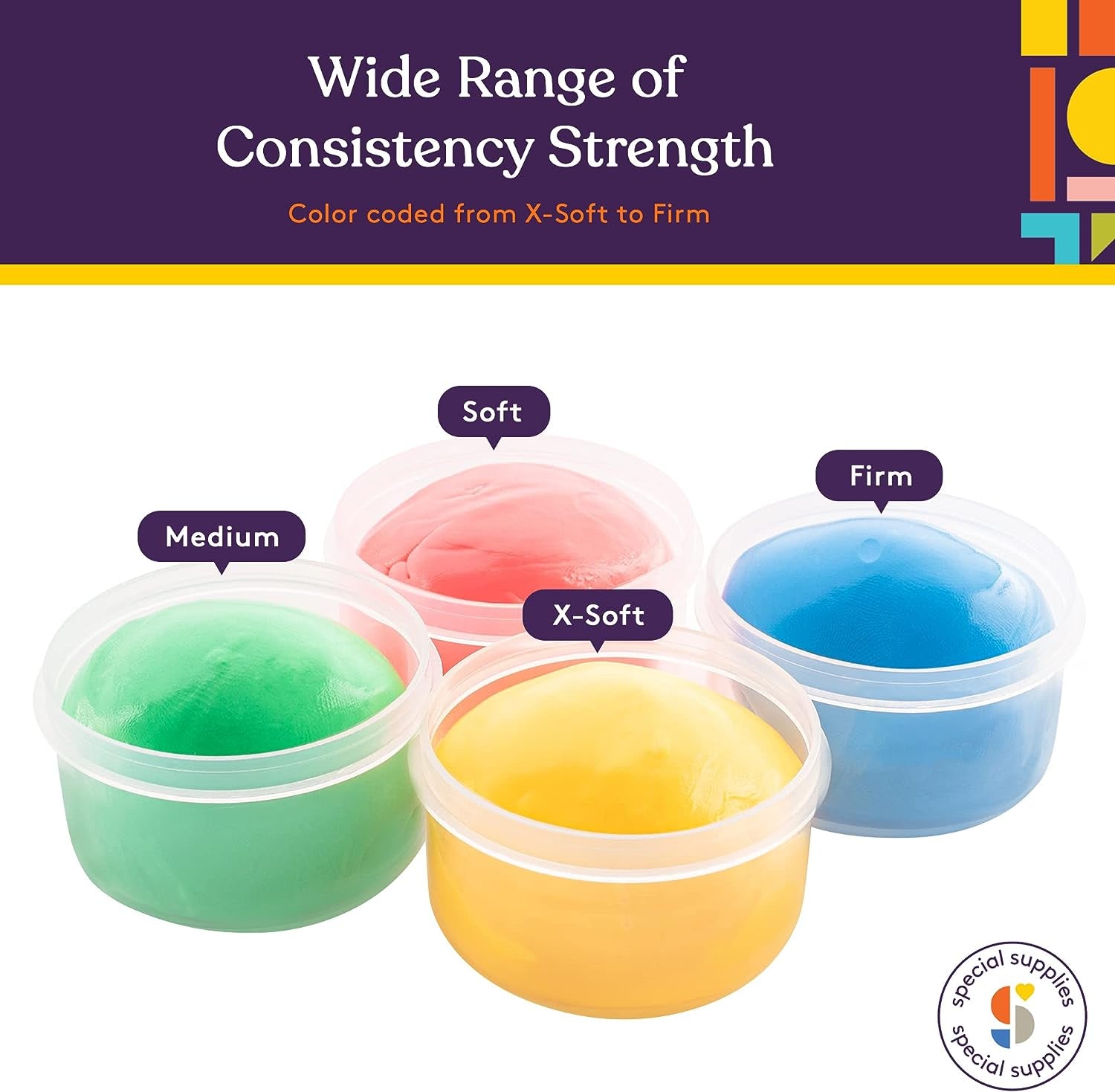 Therapy Putty for Teens and Adults - Set of 4 Strengths, Three Ounces of Each Putty (Primary Colors)